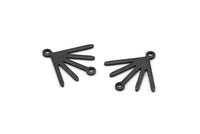 Black Sun Charm, 12 Oxidized Black Brass Sun Charms With 2 Loops (18x17x0.80mm) M02419