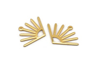 Gold Sun Charm, 6 Gold Plated Brass Sun Charms With 1 Loop (24x17x0.80mm) M02442