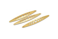 Altın Oval Charm, 4 Altın Kaplama Pirinç, Altın Charmlar, 1 Delikli Altın Oval Ay Evreleri Charmları (50x7x0,80 mm) M02500