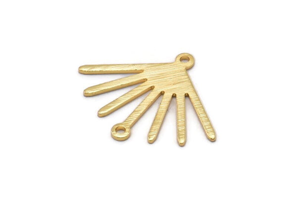 Gold Sun Charm, 4 Textured Gold Brass Sun Charms With 2 Loops (24x19x0.80mm) M02451