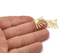 Gold Sun Charm, 4 Textured Gold Brass Sun Charms With 2 Loops (24x19x0.80mm) M02451
