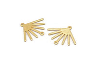 Gold Sun Charm, 4 Textured Gold Brass Sun Charms With 2 Loops (24x19x0.80mm) M02451