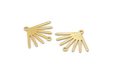 Gold Sun Charm, 4 Textured Gold Brass Sun Charms With 2 Loops (24x19x0.80mm) M02451