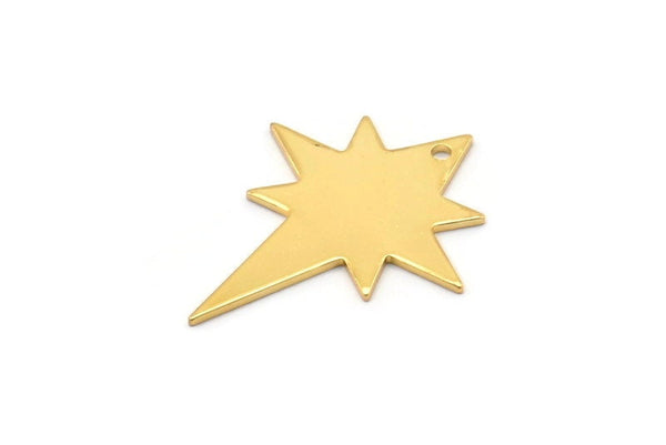 Altın Kutup Yıldızı Tılsımı, 4 Altın Kaplama Pirinç, Altın Tılsımlar, 1 Delikli Altın Kutup Yıldızı Tılsımları (27x22x0,80 mm) M02479