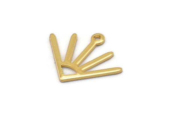 Gold Sun Charm, 8 Gold Plated Brass Sun Charms With 1 Loop (18x15x0.80mm) M02418