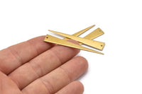 Long Triangle Charm, 12 Raw Brass Triangle Charms, Pendant, Finding For Necklace, Bracelet (51x8x1mm) BS 2186