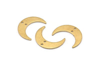 Brass Moon Charm, 24 Raw Brass Crescent Moon Charms With 2 Holes, Findings, Connectors (21x6x1mm) D1132