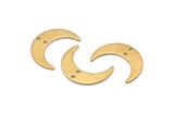 Brass Moon Charm, 24 Raw Brass Crescent Moon Charms With 2 Holes, Findings, Connectors (21x6x1mm) D1132