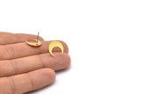 Brass Moon Earring, 10 Raw Brass Crescent Moon Stud Earrings (14x5x0.80mm) D1296 A1319