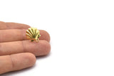 Brass Shell Earring, Raw Brass Sea Shell Stud Earrings With 1 Loop, Findings (16x14mm) N0912