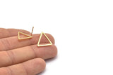 Gold Triangle Earring, 6 Gold Plated Brass Triangle Stud Earrings (17x1.2mm) D0108 A1178 Q1083