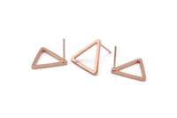 Rose Gold Triangle Earring, 6 Rose Gold Plated Brass Triangle Stud Earrings (17x1.2mm) D0108 A1178 Q1083