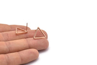 Rose Gold Triangle Earring, 6 Rose Gold Plated Brass Triangle Stud Earrings (17x1.2mm) D0108 A1178 Q1083
