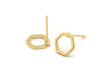 Gold Hexagon Earring, 8 Gold Plated Brass Hexagon Stud Earrings (8mm) BS 1219 A1146 H0164