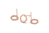 Rose Gold Hexagon Earring, 8 Rose Gold Plated Brass Hexagon Stud Earrings (8mm) BS 1219 A1146 H0164