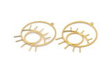 Gold Eye Charm, 2 Gold Plated Brass Eye Charms With 1 Loop, Pendants, Earrings (43x35x1mm) D1313 Q0094