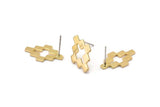 Brass Puzzle Earring, 8 Raw Brass Stud Earrings (12x20x1.2mm) D952 A1258