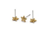 Brass Star Earring, 12 Raw Brass Star Stud Earrings (7mm) D1464