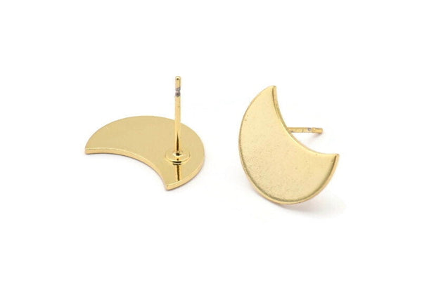 Altın Ay Küpe, 4 Altın Kaplama Pirinç Hilal Ay Küpe (15x8x0,80 mm) D0666 A1325 Q0634