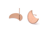 Rose Gold Moon Earring, 4 Rose Gold Plated Brass Crescent Moon Stud Earrings (15x8x0.80mm) D0666 A1325 Q0634