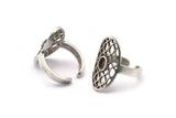 Silver Royal Ring, 2 Antique Silver Plated Brass Royal Rings With 1 Stone Settings - Pad Size 5x3mm N1954 H1489