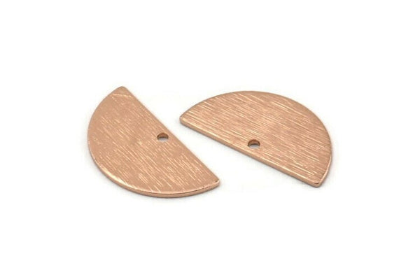 Rose Gold Semi Circle, 6 Rose Gold Plated Brass Textured Half Moon Charms With 1 Hole, Pendants (21x10.5x0.80mm) D0596 Q1040