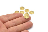 Brass Circle Charm, 50 Raw Brass Round Shaped Charms With 1 Hole, Findings (12x1mm) A2559