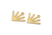 Gold Sun Charm, 6 Textured Gold Plated Brass Sun Charms With 1 Loop (18x15x0.80mm) M02425