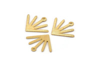Gold Sun Charm, 6 Textured Gold Plated Brass Sun Charms With 1 Loop (18x15x0.80mm) M02425
