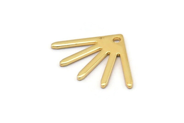 Gold Sun Charm, 8 Gold Plated Brass Sun Charms With 1 Hole (18x13x0.80mm) M02421