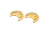 Gold Moon Charm, 6 Gold Plated Brass Crescent Moon Phases Charms With 1 Hole (15x8x1mm) M01867