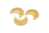 Gold Moon Charm, 6 Gold Plated Brass Crescent Moon Phases Charms With 1 Hole (15x8x1mm) M01867