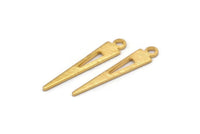 Gold Triangle Charm, 12 Textured Gold Plated Brass Tiny Triangle Charms With 1 Loop, Findings (23x4x0.80mm) M02466