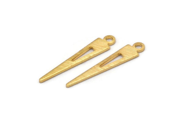 Gold Triangle Charm, 12 Textured Gold Plated Brass Tiny Triangle Charms With 1 Loop, Findings (23x4x0.80mm) M02466