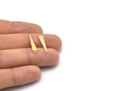 Gold Triangle Charm, 12 Textured Gold Plated Brass Tiny Triangle Charms With 1 Loop, Findings (23x4x0.80mm) M02510
