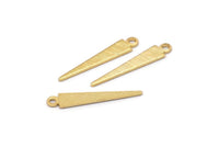 Gold Triangle Charm, 12 Textured Gold Plated Brass Tiny Triangle Charms With 1 Loop, Findings (23x4x0.80mm) M02510