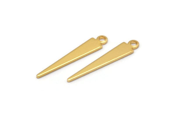 Gold Triangle Charm, 12 Gold Plated Brass Tiny Triangle Charms With 1 Loop, Findings (23x4x0.80mm) M02509