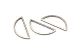 Silver Half Moon, 25 Antique Silver Plated Brass Semi Circle Connectors (10x23x1mm) A1701 H0880
