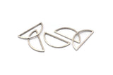 Silver Half Moon, 25 Antique Silver Plated Brass Semi Circle Connectors (10x23x1mm) A1701 H0880