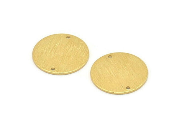 Pirinç Yuvarlak Etiket, 2 Delikli 6 Ham Pirinç Dokulu Yuvarlak Damgalama Boşluğu, Bağlantı Elemanları, Kolye Uçları, Bulgular (21x1mm) D0760
