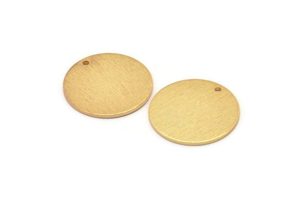 Gold Round Tag, 2 Gold Plated Brass Textured Round Stamping Blanks With 1 Hole, Charms, Pendants, Findings (21x1mm) D0763