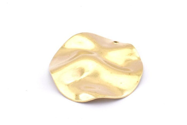Brass Wavy Disc, 12 Raw Brass Wavy Discs With 1 Hole, Earrings, findings (25x0.60mm) D0774