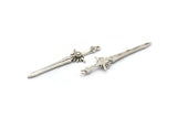 Gümüş Kılıç Tılsımı, 1 Halkalı 2 Antik Gümüş Kaplama Pirinç Kılıç Tılsımı, Küpeler, Tılsımlar, Kolye Uçları, Bulgular (46x12mm) N1625 Q0794