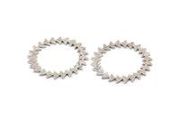 Silver Circle Earring, 2 Antique Silver Plated Brass Circle Stud Earrings (42x1.2mm) N1630