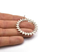 Silver Circle Earring, 2 Antique Silver Plated Brass Circle Stud Earrings (42x1.2mm) N1630