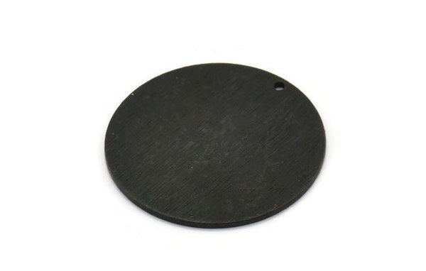 Black Round Tag, 2 Textured Oxidized Black Brass Round Stamping Blanks With 1 Hole, Charms, Pendants, Findings (30x1mm) D0810