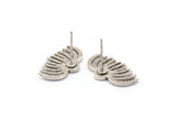 Earring Studs, 4 Antique Silver Plated Brass -  Spider Stud Earrings - Silver Earrings - Earrings (19x12x1.2mm) N1617