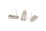 Earring Studs, 4 Antique Silver Plated Brass - Silver U Shape Earrings - Silver Earrings - Earrings (17x8x1.5mm) N1632