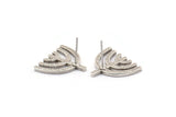 Earring Studs, 2 Antique Silver Plated Brass - U Shape Earrings - Silver Earrings - Earrings (16x19x1.4mm) N1609