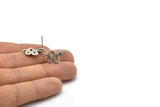 Silver Snake Earring, 4 Antique Silver Plated Brass Snake And Moon Stud Earrings (20x11x3mm) N1612 H1571